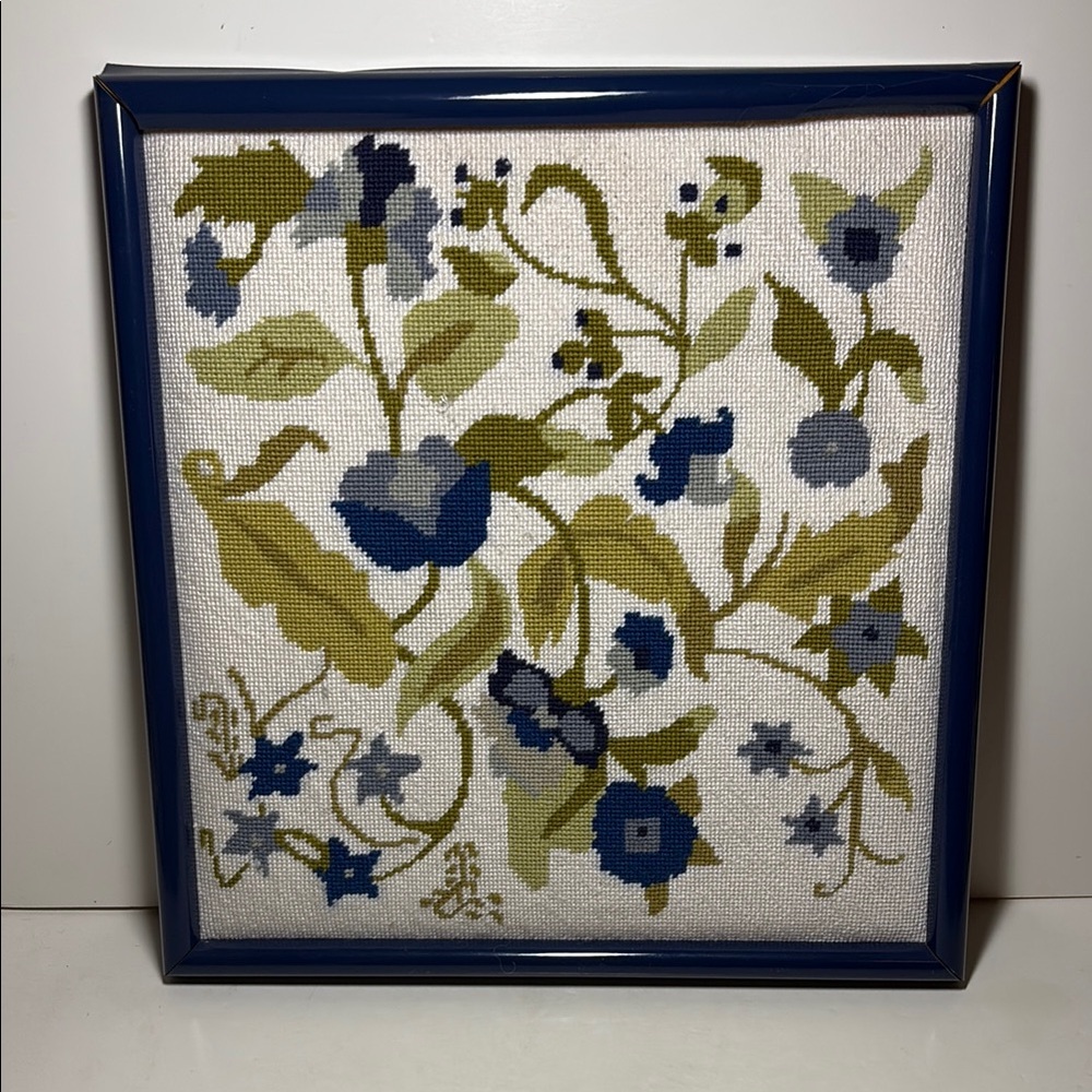 Floral Framed Needlepoint Wall Art - Picture 2 of 7